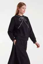 Load image into Gallery viewer, Clara Black Embellished Bow Sweatshirt
