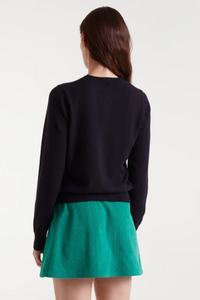 Clara Heart Button Black Cardigan