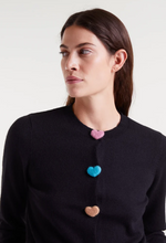 Load image into Gallery viewer, Clara Heart Button Black Cardigan
