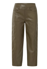 Load image into Gallery viewer, Yasmine Khaki Faux leather trousers
