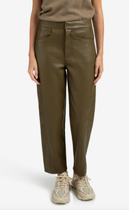 Yasmine Khaki Faux leather trousers