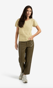 Yasmine Khaki Faux leather trousers