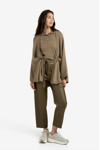Yasmine Khaki Faux leather trousers