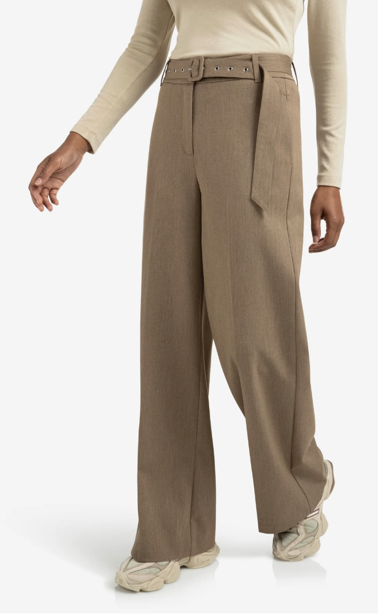 Yasmine Wide Leg Trouser in Capers Melange
