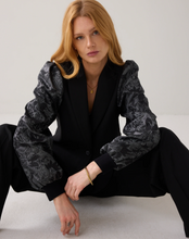 Load image into Gallery viewer, Summum Pinstripe Blazer with Jacquard Sleeve
