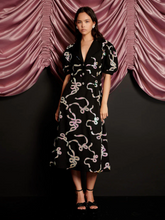 Load image into Gallery viewer, SJ Ripple Bow Embellished Midi Dress
