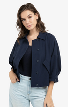 Load image into Gallery viewer, Yaya Blouse jacket with adjustable waistband and pockets Navy
