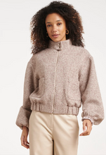 Load image into Gallery viewer, Sadie White &amp; Taupe Stripe Bomber 26502
