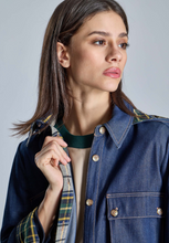 Load image into Gallery viewer, Allegra Denim Check Contrast Blouse
