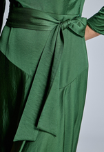 Load image into Gallery viewer, Allegra Satin Green Belted Dress
