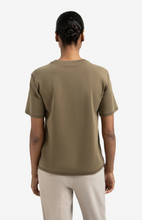 Load image into Gallery viewer, Yasmine Khaki T-shirt with knitted ribbed neckline
