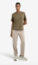 Load image into Gallery viewer, Yasmine Khaki T-shirt with knitted ribbed neckline
