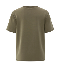 Load image into Gallery viewer, Yasmine Khaki T-shirt with knitted ribbed neckline
