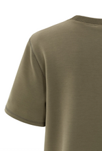 Load image into Gallery viewer, Yasmine Khaki T-shirt with knitted ribbed neckline
