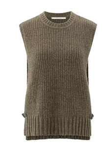 Yasmine Ribbed sleeveless sweater with side buckles