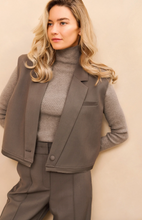 Load image into Gallery viewer, Yasmine Sleeveless Short Blazer Dark Night Grey
