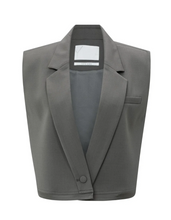 Load image into Gallery viewer, Yasmine Sleeveless Short Blazer Dark Night Grey

