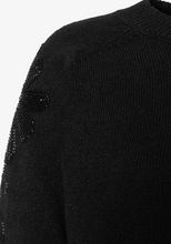 Load image into Gallery viewer, More &amp; More Sweatshirt with Pearls 3/4 sleeve Black
