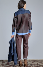 Load image into Gallery viewer, Allegra Brown Barrel Jeans with Denim Stripe
