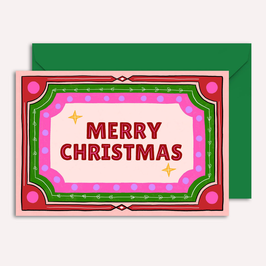 Merry Christmas Card | Vintage Retro Holiday Card | Seasonal