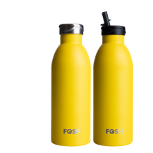 Load image into Gallery viewer, FOSH Zest | Vital 2.0 Insulated 500ml Reusable Bottle: Black / Both Lids
