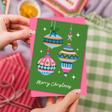 Load image into Gallery viewer, Bauble Christmas Card | Holiday Cards | Vintage | Green
