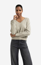 Load image into Gallery viewer, Double V-neck sweater with back button detail
