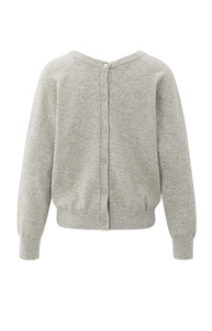 Double V-neck sweater with back button detail