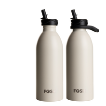 Load image into Gallery viewer, FOSH Sea Salt | Active 2.0 Uninsulated 670ml Reusable Bottle: Black / Both Lids
