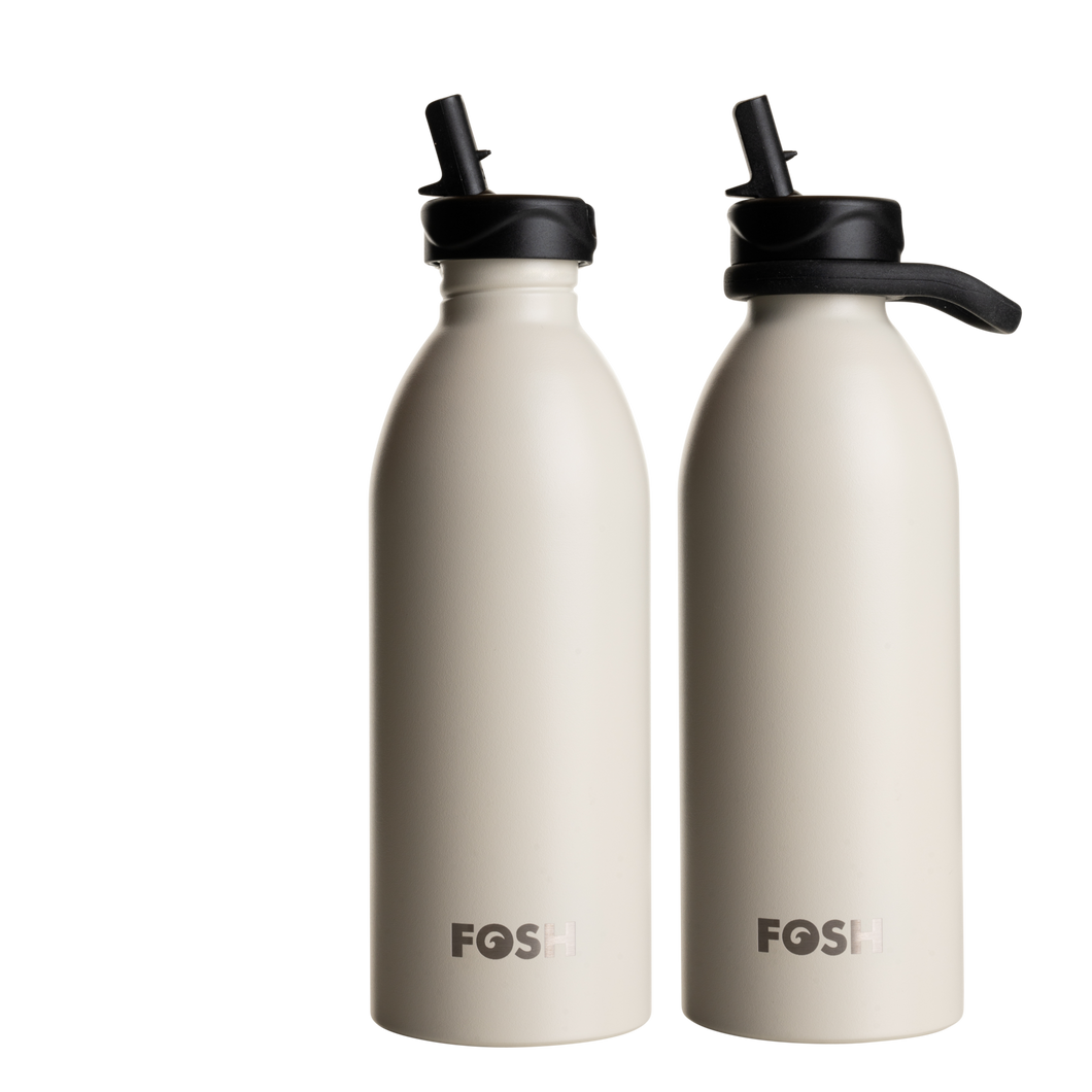 FOSH Sea Salt | Active 2.0 Uninsulated 670ml Reusable Bottle: Black / Both Lids