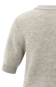 Knitted short sleeve sweater with double rib details
