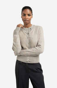 Long sleeve cardigan with double rib details