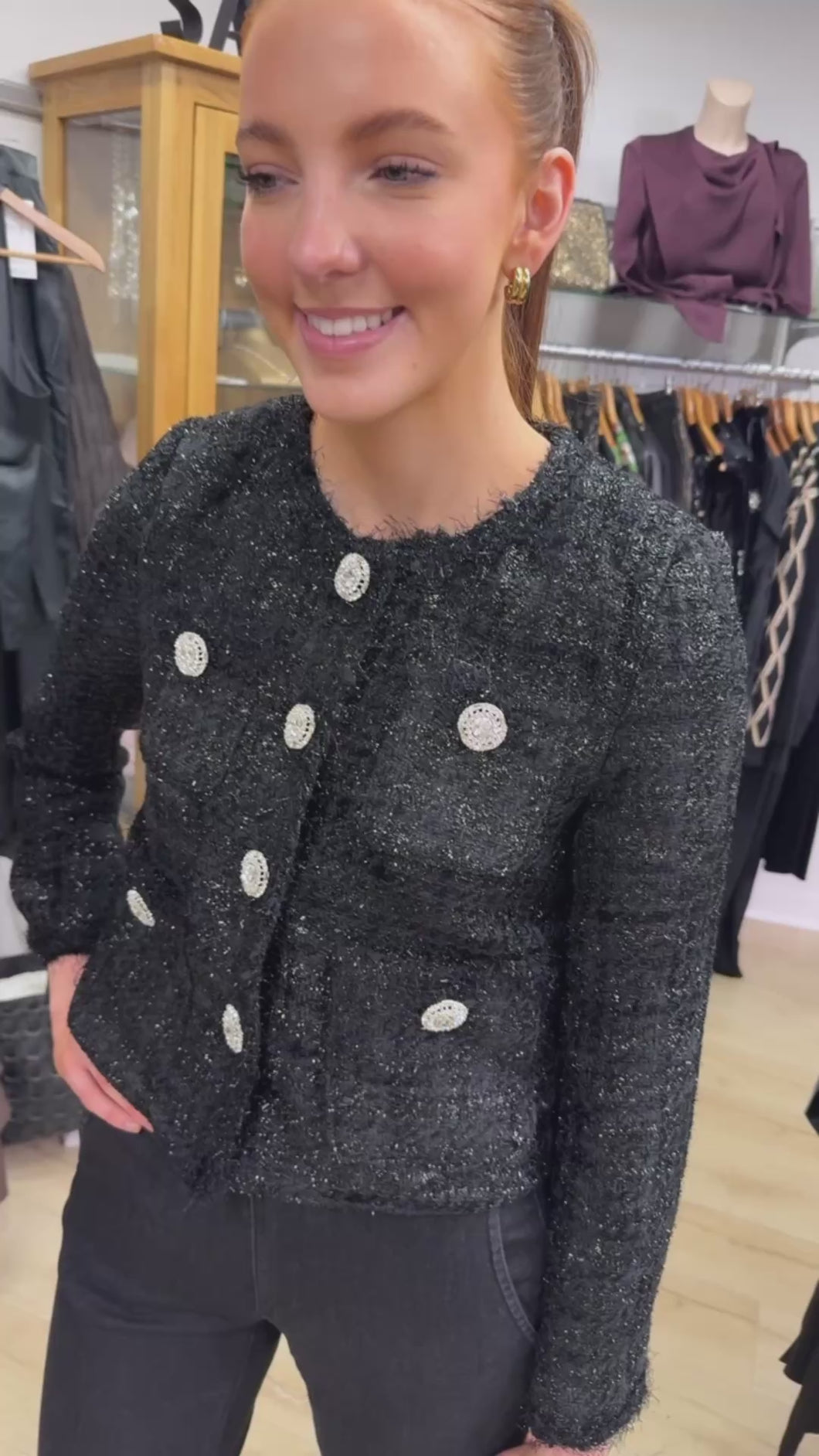 Lauren Black Tweed Box Jacket