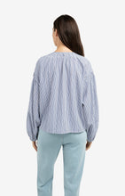Load image into Gallery viewer, Striped blouse with shirred details at the shoulders
