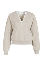 Load image into Gallery viewer, Sweatshirt with V-neck and woven collar - Type: product
